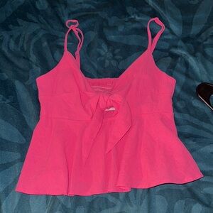 SHEIN Pink Peplum Tie Front Camisole